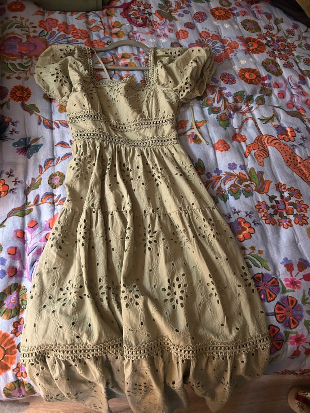 Floor length olive green dress NEW